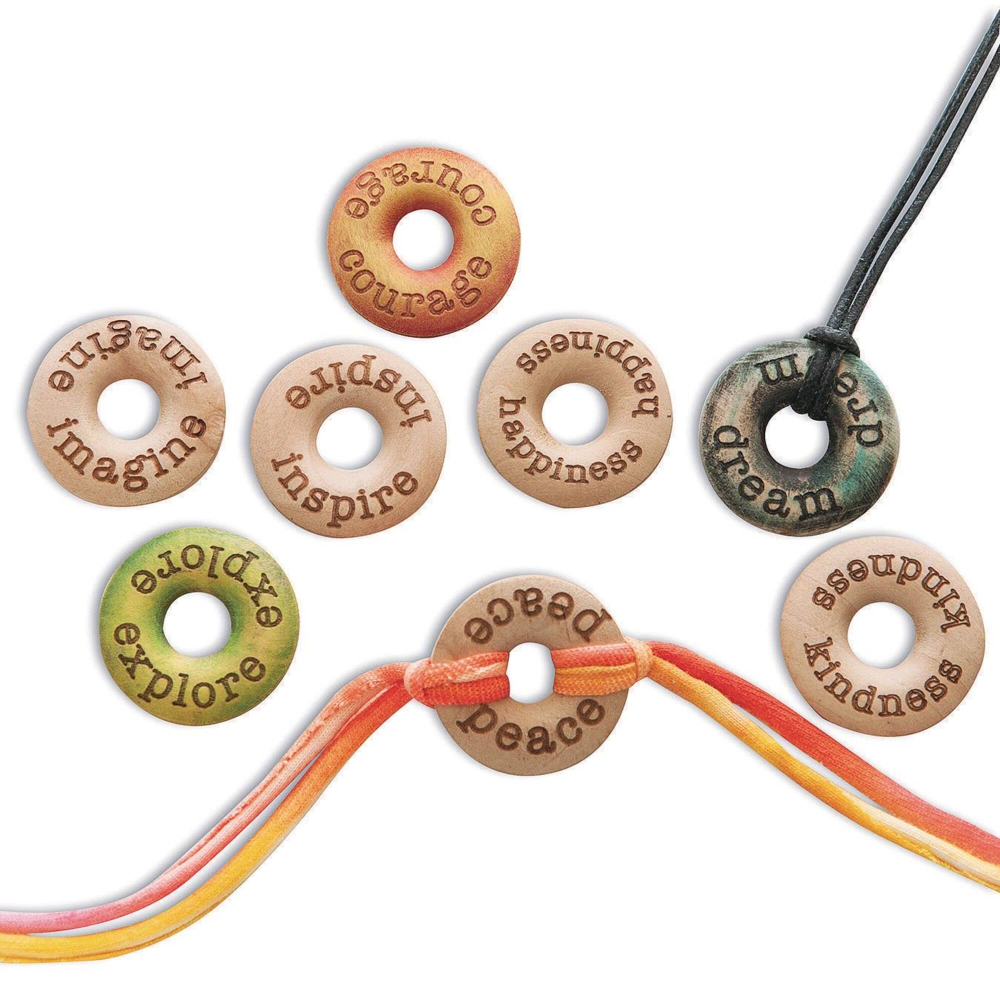 S&S® Worldwide Natural Engraved Wood Word Discs, 30mm